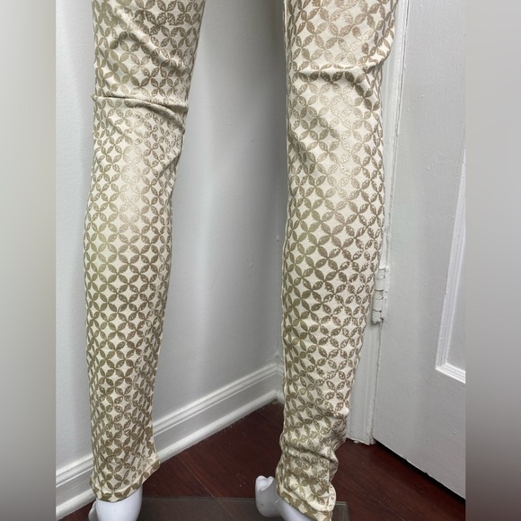 MOTHER THE LOOKER  Creme De Love Metallic Stylish Geometric Patterned Pants - Picture 7 of 11